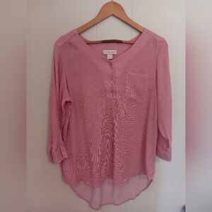 Women's Light Pink 3/4 Sleeve Light Weight Textured Blouse